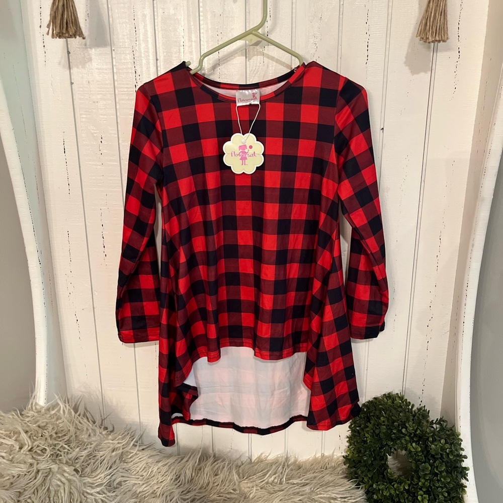 Buffalo plaid Ruffle Girl/flower sack Tunic
